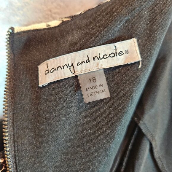 Danny & Nicole Black White Flared midi dress Womens 14 party lacy feminine - Picture 11 of 14